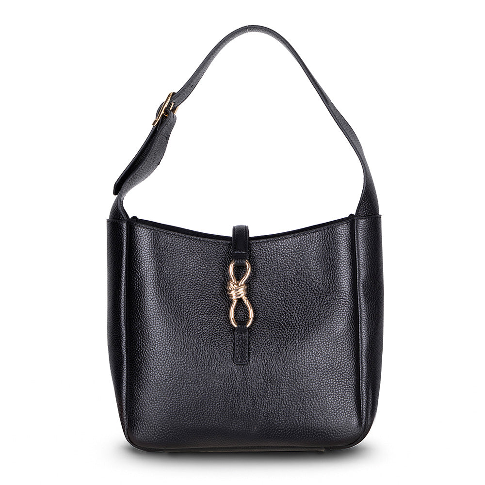 Ravello Cimbrone Noir Black Leather Shoulder Bag / Deri Omuz Çantası