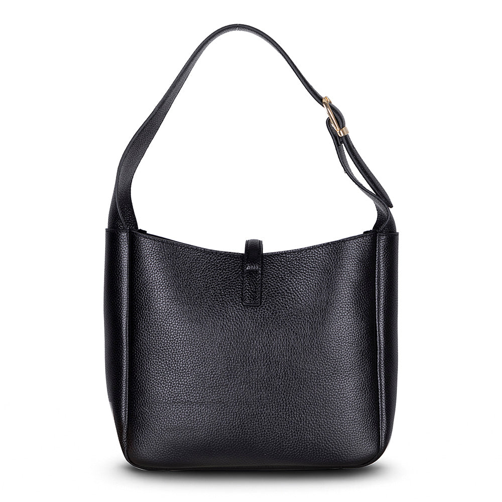 Ravello Cimbrone Noir Black Leather Shoulder Bag / Deri Omuz Çantası