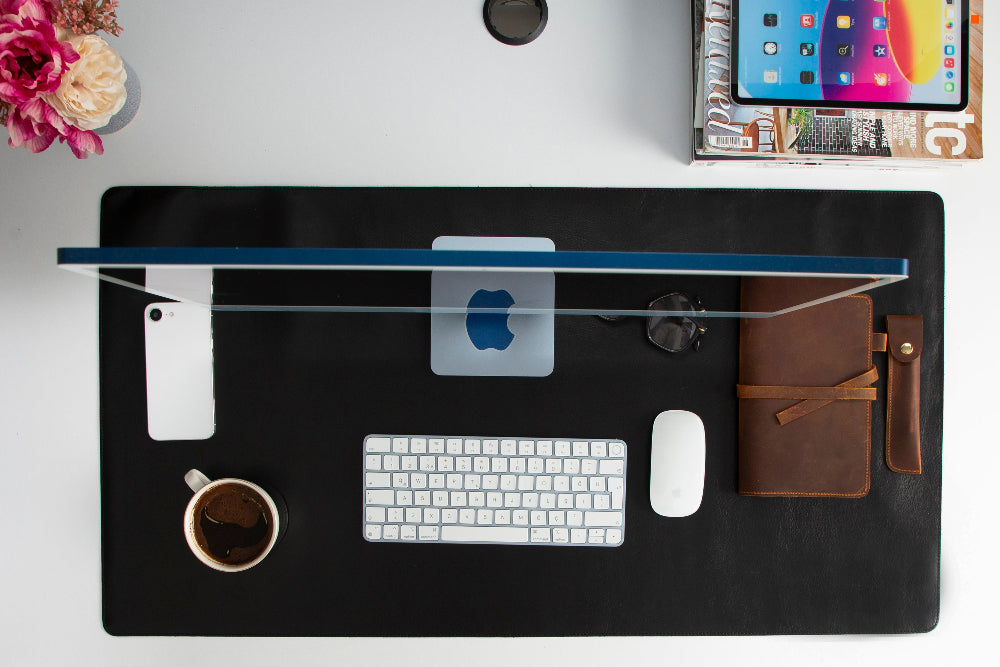 Bloominbag-Still & Silent Noir Gerçek Deri Desk Mat Macbook Altlığı-5-milagron.live