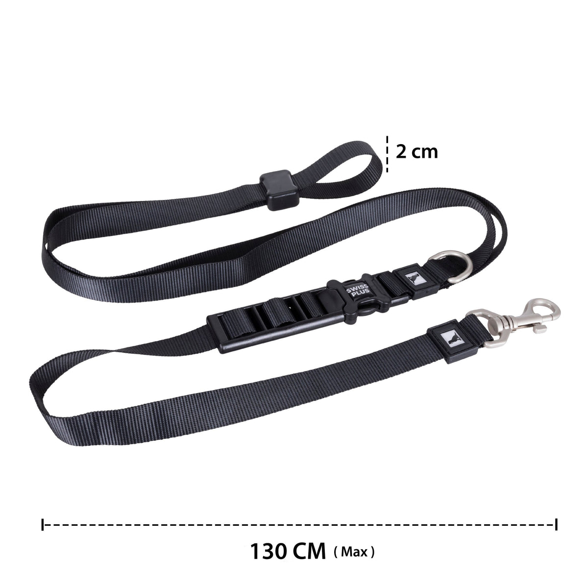 Swissplus Urban Paws Noir Black Hands-Free Ayarlanabilir Köpek Kordonu – 20Mm