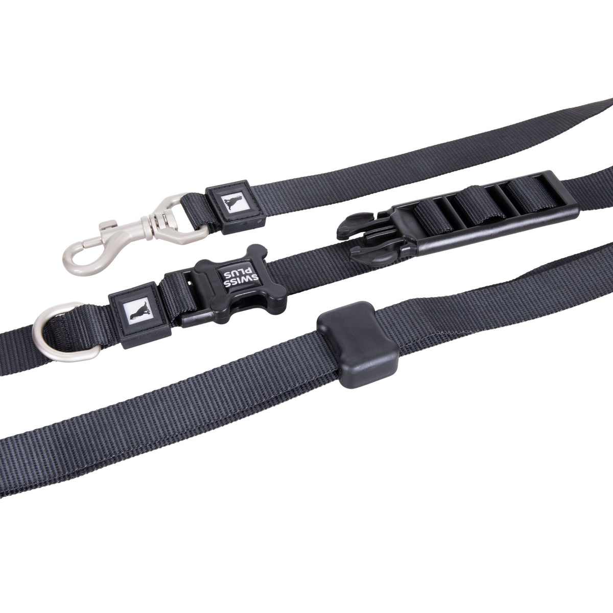 Swissplus Urban Paws Noir Black Hands-Free Ayarlanabilir Köpek Kordonu – 20Mm