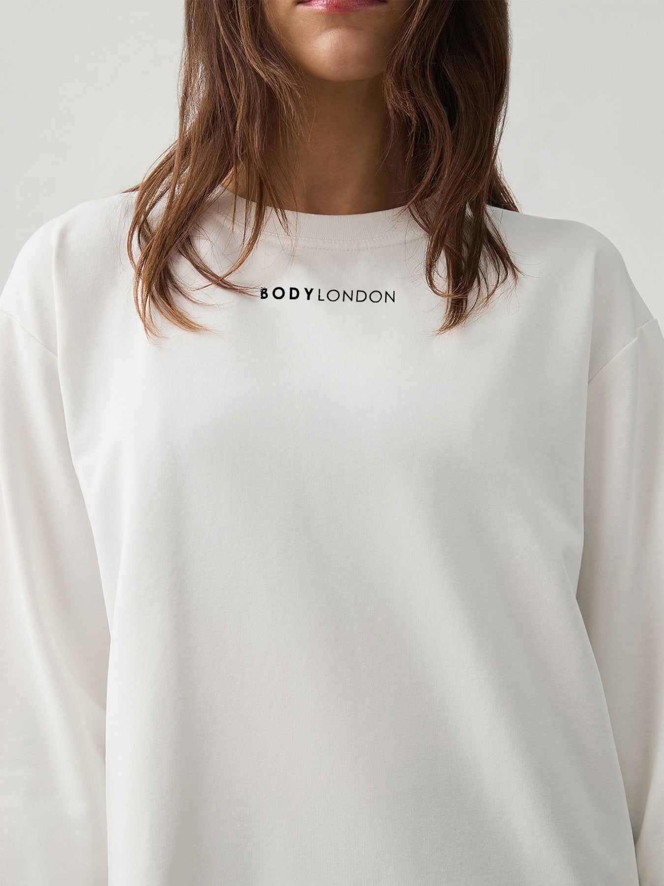 Body London-Body London Manşetli Uzun Kolllu Pamuklu T Shirt-Sweatshirts & Hoodies-4-milagron.live