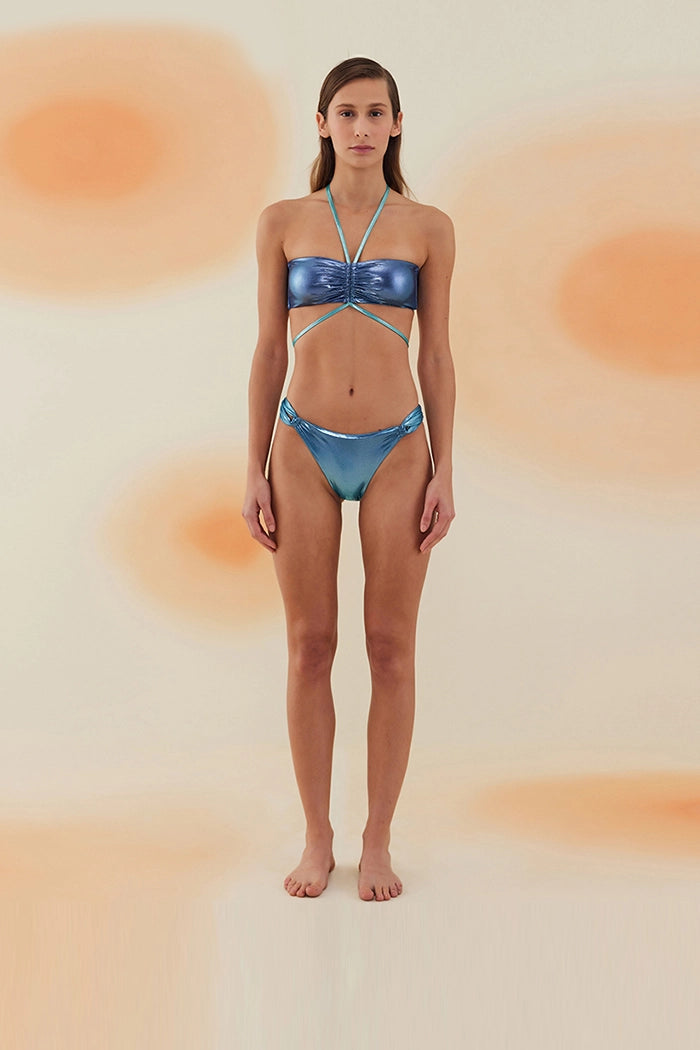 Bonesta-Agrizate Shiny Aqua And Royal Blue Çift Renk Straplez Bikini Takımı-Bikini & Mayo-3-milagron.live