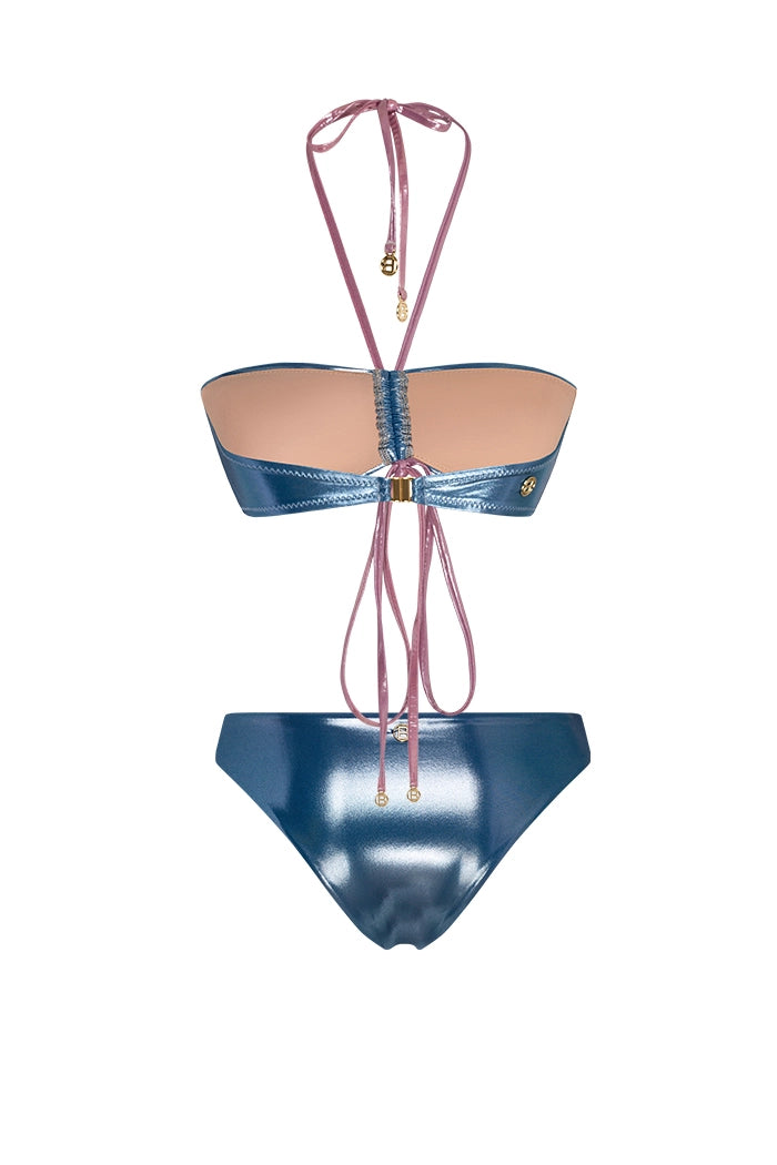 Bonesta-Agrizate Shiny Sapphire Blue And Misty Rose Çift Renk Straplez Bikini Takımı-Bikini & Mayo-2-milagron.live