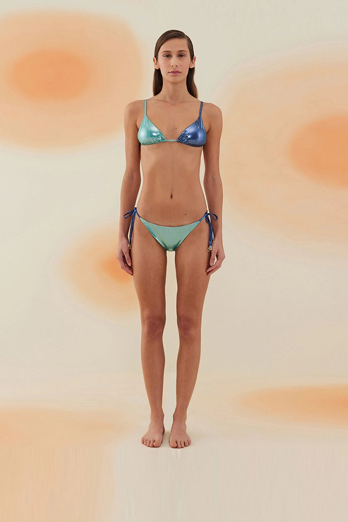 Bonesta-Amargosa Shiny Aqua And Royal Blue Çift Renk Üçgen Bikini Takımı-Bikini & Mayo-3-milagron.live