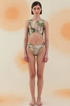 Bonesta-Bayuda Phantom Snake Pattern Halter Kesim Pencereli Mayo-Bikini & Mayo-1-milagron.live