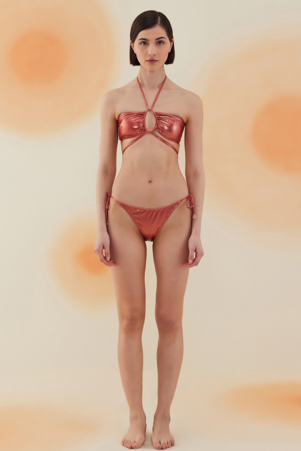Bonesta-Broom Shiny Terracota Red Boyundan Bağcıklı Bikini Takımı-Bikini & Mayo-1-milagron.live