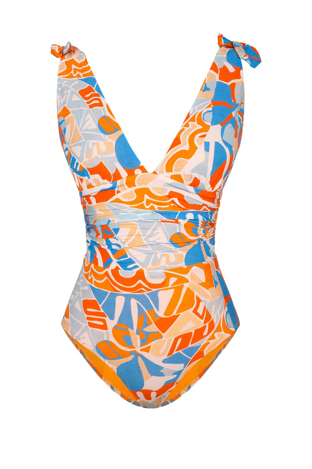 Bonesta-Cholla Abstract Floral Pattern Bağcıklı V Yaka Mayo-Bikini & Mayo-4-milagron.live