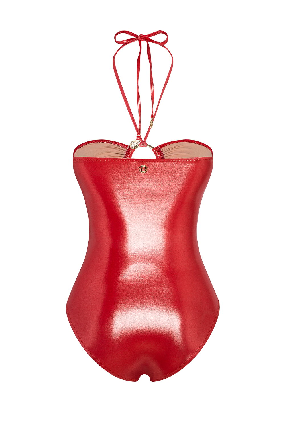 Bonesta-Guajira Shiny Crimson Red Halka Aksesuarlı Boyundan Bağcıklı Mayo-Bikini & Mayo-6-milagron.live