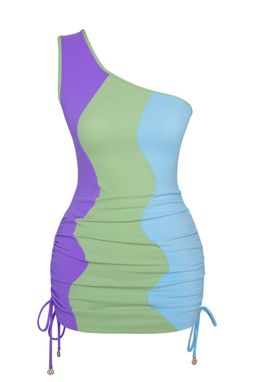 Bonesta-Meska Pistachio Green, Sky Blue And Mauve Purple Terry Tek Omuz-Elbise-5-milagron.live