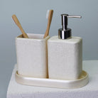 By Selim Linen İnci 5 Parça Polyester Banyo Seti