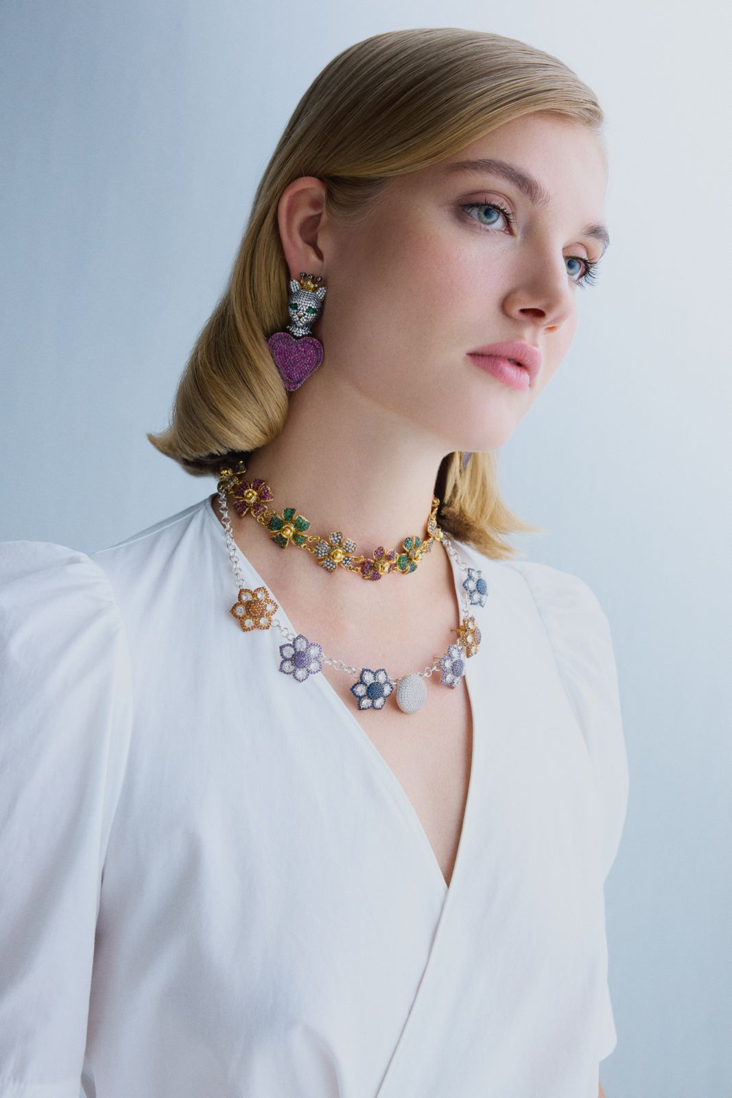 Inner Flower Ruby & Yeşil & Beyaz Choker / Kolye
