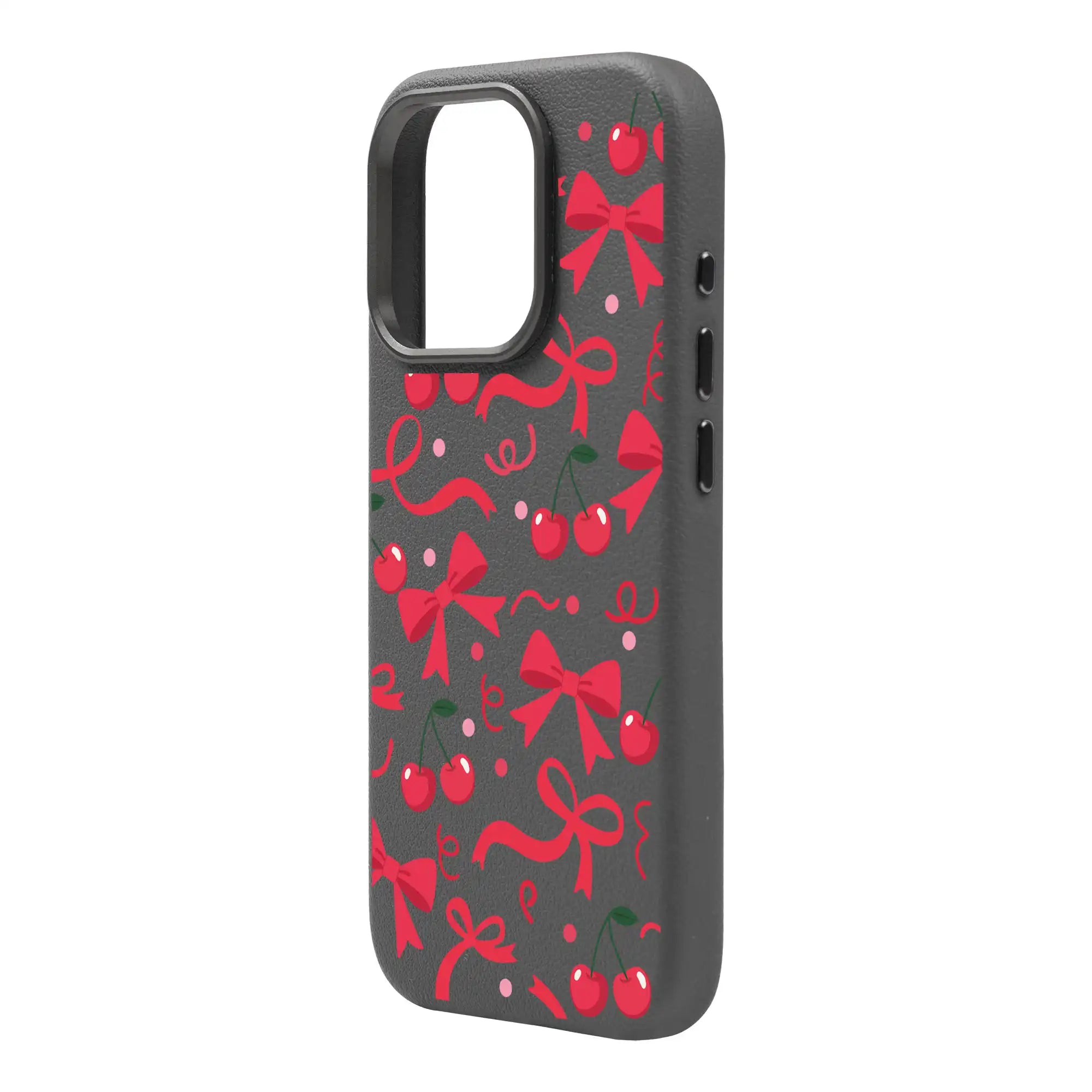 Cherry Ribbon-Leather Premium Kılıf Magsafe Özellikli - Iphone 15 Pro Max