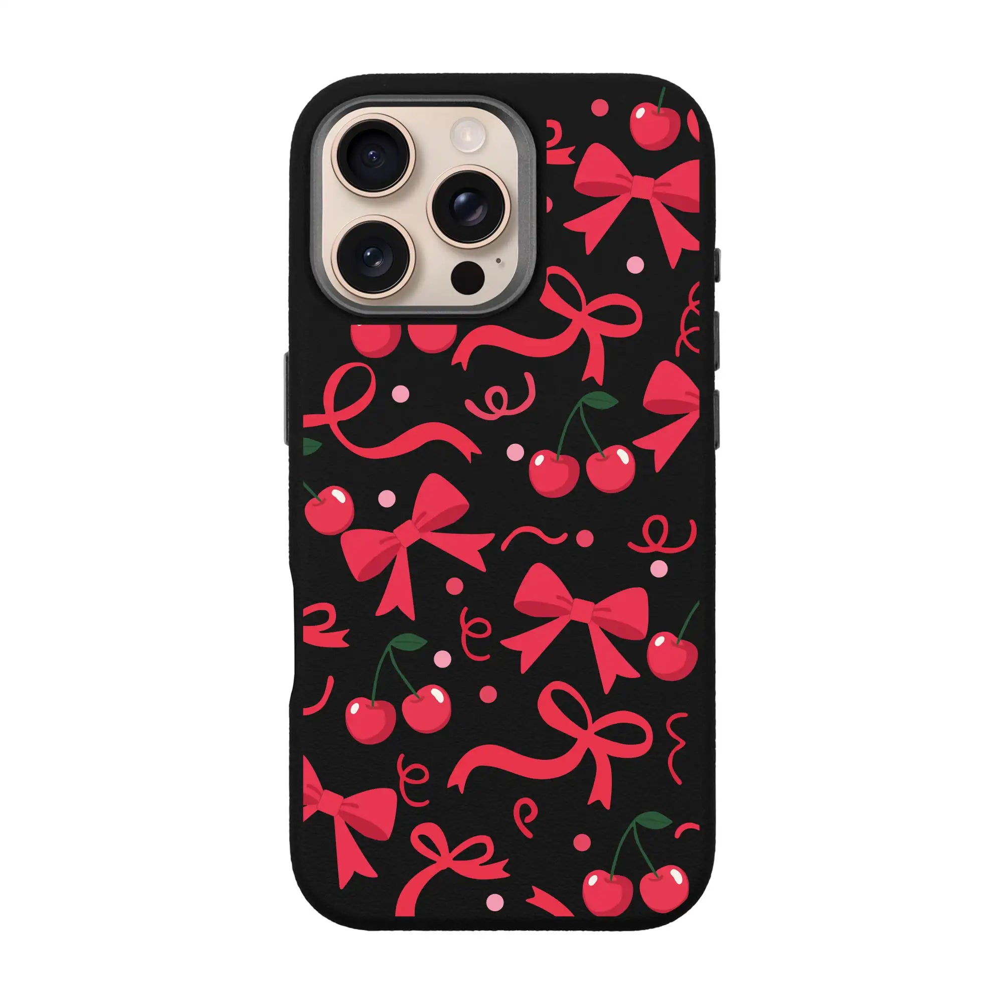 Cherry Ribbon-Leather Premium Kılıf Magsafe Özellikli - Iphone 16 Pro Max