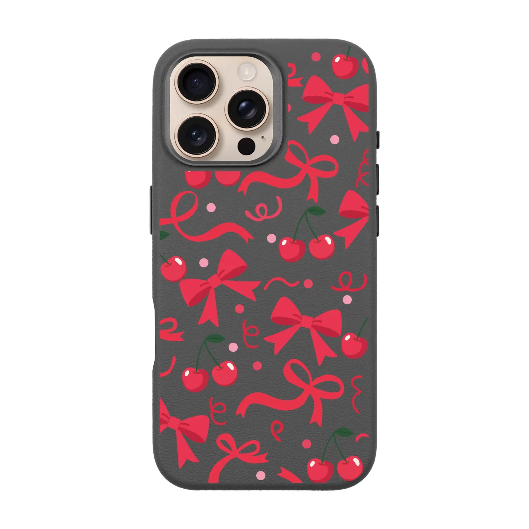 Cherry Ribbon-Leather Premium Kılıf Magsafe Özellikli - Iphone 16 Pro Max