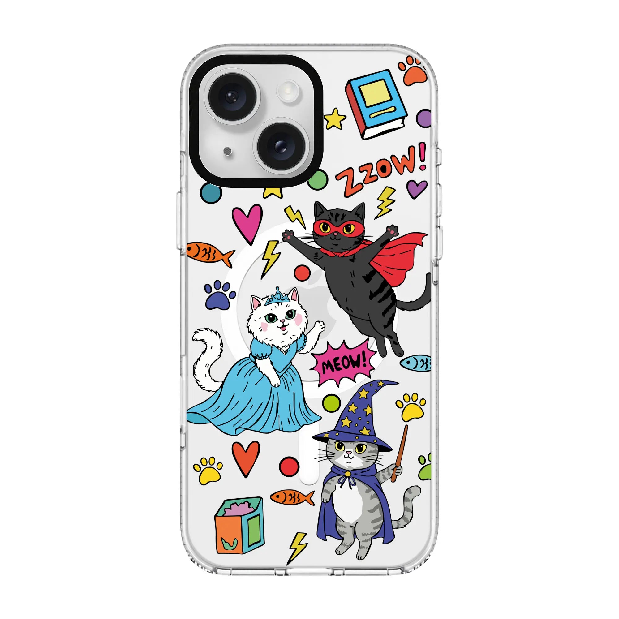 Fantastic Cats-Clear Kılıf Magsafe Özellikli - Iphone 15 Plus