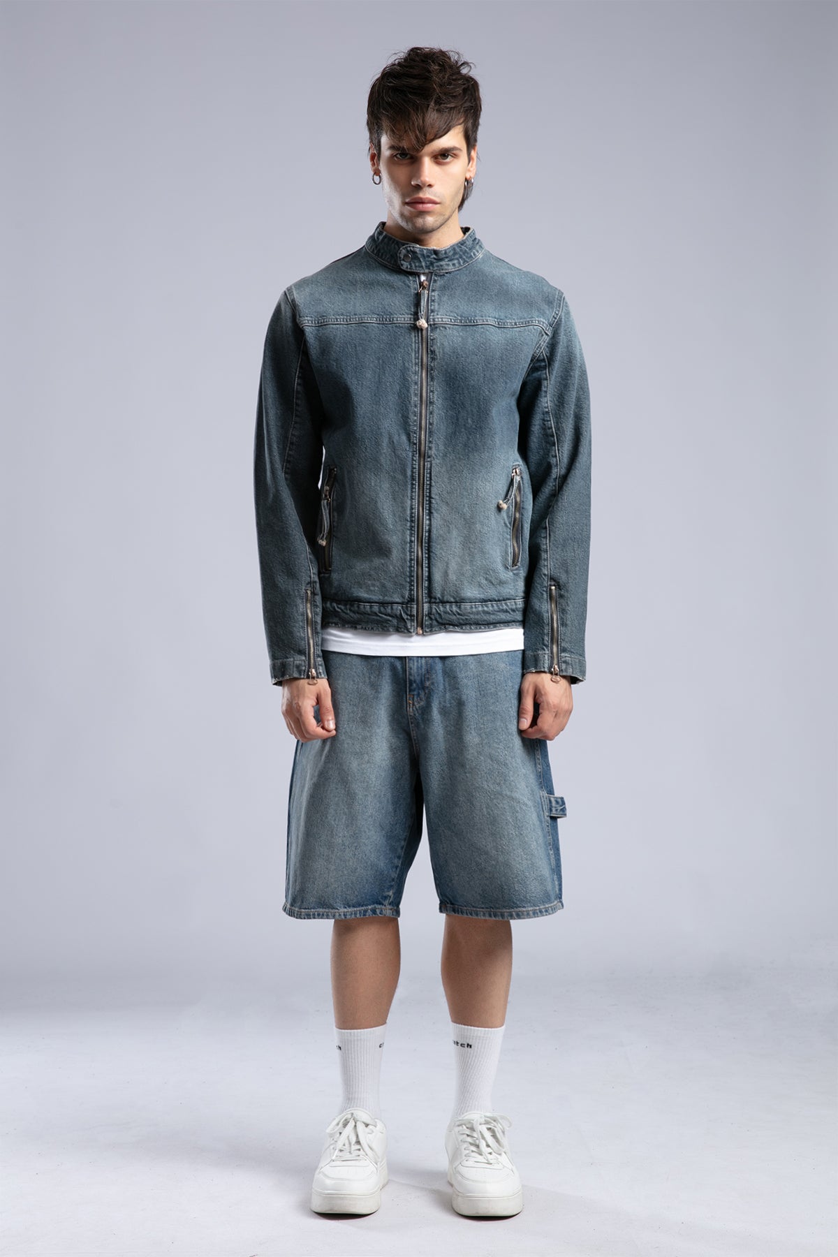 Catch-Nakış Detaylı Biker Form Denim Ceket-Ceket-1-milagron.live