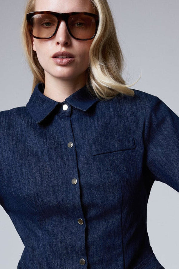 Denim Görünümlü Gömlek
