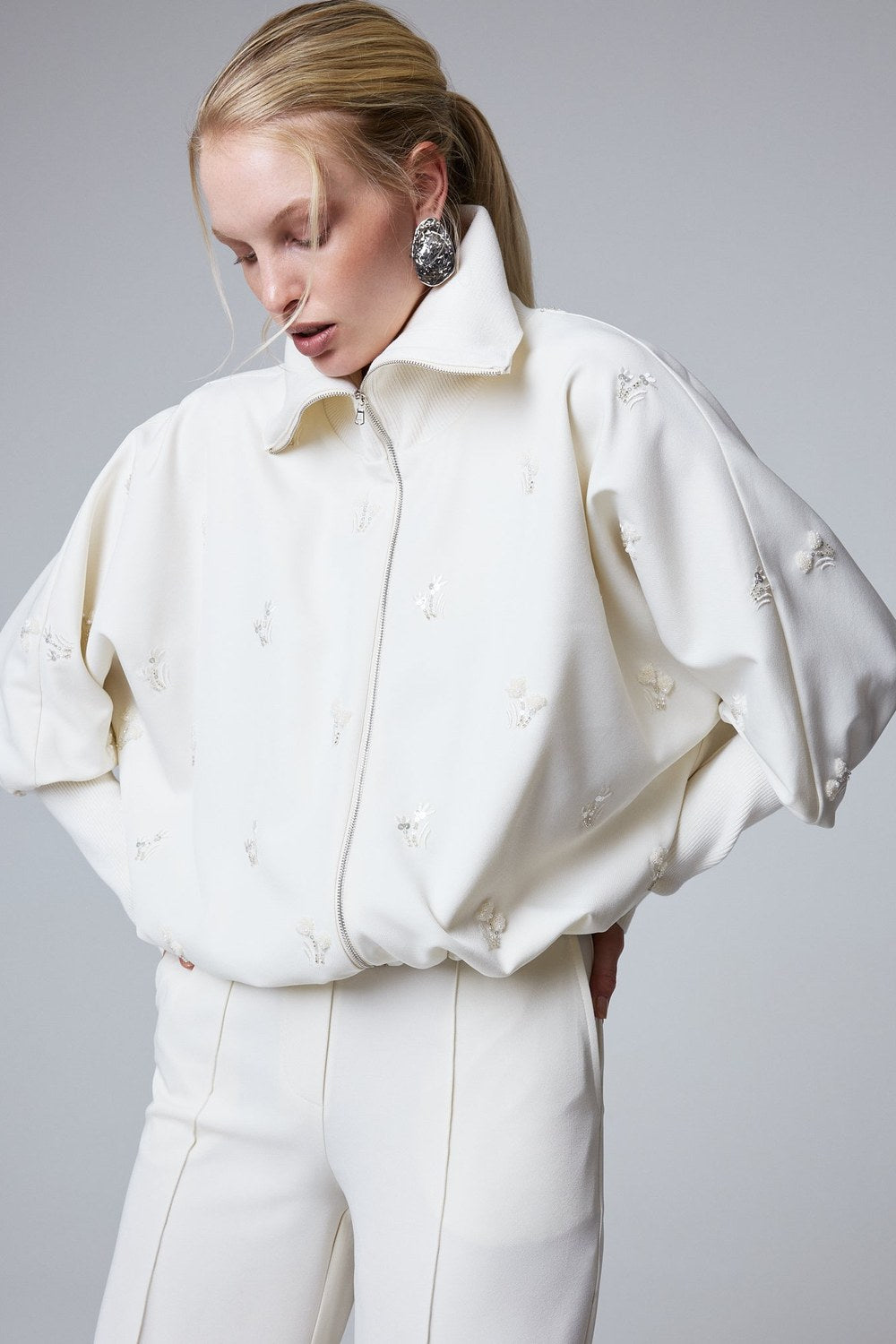 Nina Bomber Ceket – Ekru - 0