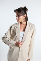 Christina's Storm-Shiny Beige Blazer-Ceket-1-milagron.live