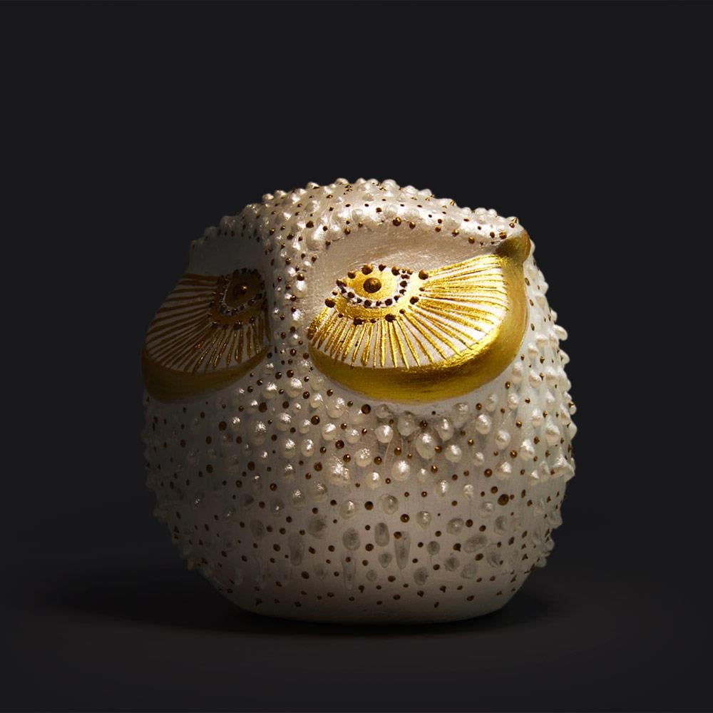 Coho Objet-Coho Art Tılsımlı Baykuş El Yapımı Sanatsal Dekoratif Obje Pearl White-Biblo-2-milagron.live