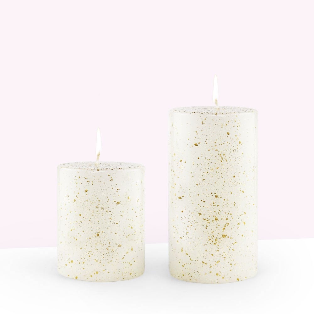 Coho Objet-Coho Lumina Yaldızlı Krem Silindir Mum 10&15 Cm 2 Li Set-Mum-1-milagron.live