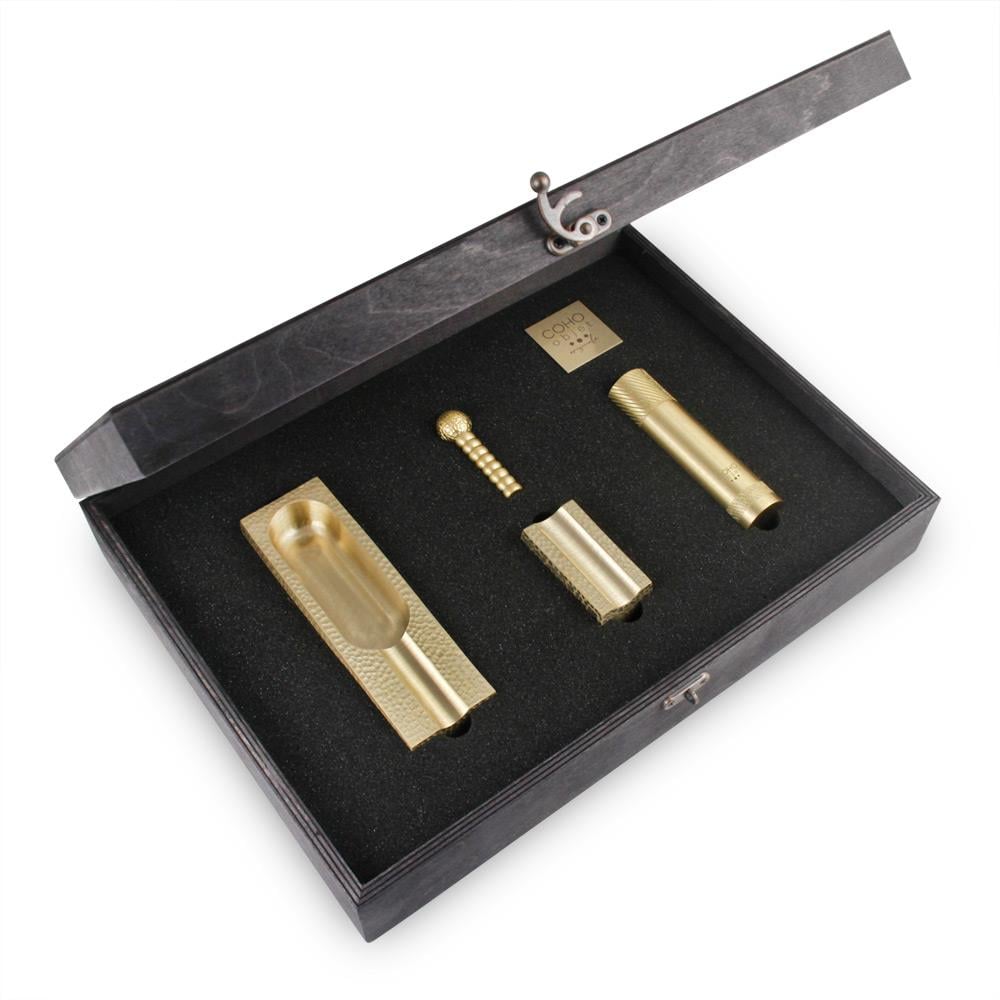 Coho Objet-Coho Patron Limited Edition Aksesuarlı Döküm Prinç Dövme Puro Seti-Hediye Setleri-1-milagron.live
