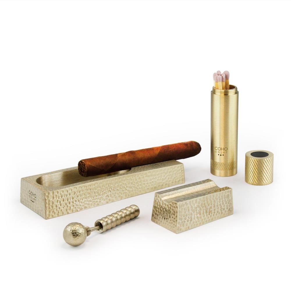 Coho Objet-Coho Patron Limited Edition Aksesuarlı Döküm Prinç Dövme Puro Seti-Hediye Setleri-3-milagron.live