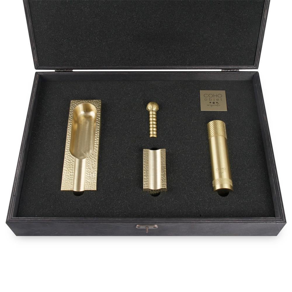 Coho Objet-Coho Patron Limited Edition Aksesuarlı Döküm Prinç Dövme Puro Seti-Hediye Setleri-4-milagron.live