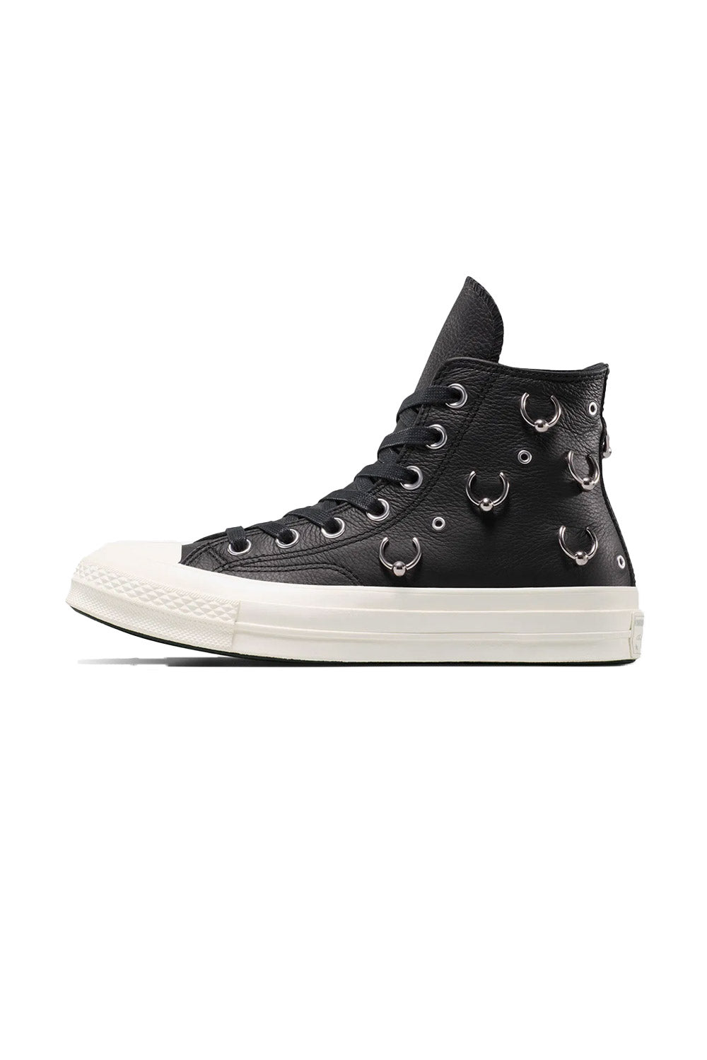 Converse-Chuck 70 Unisex Siyah Deri Piercieng Detaylı Sneakers-Sneakers-3-milagron.live