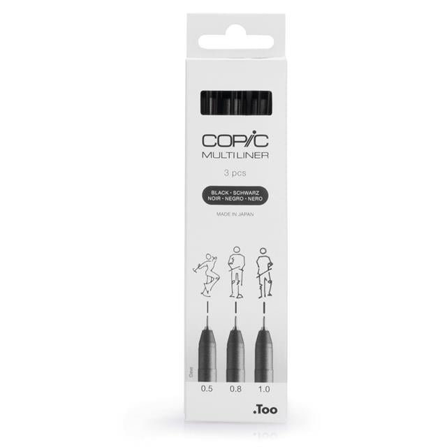 Copic-Copic Multiliner 3'lü Siyah Set Broad-Kalem Seti-1-milagron.live