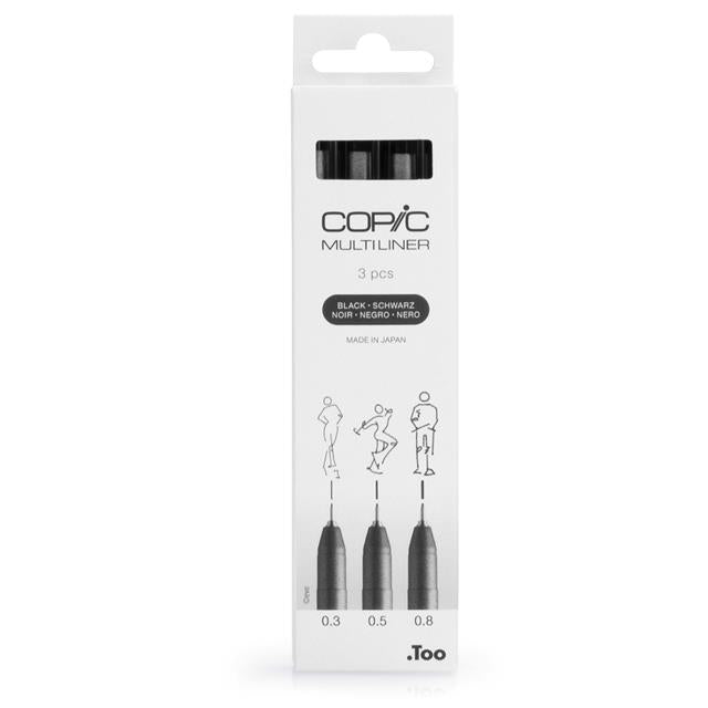 Copic-Copic Multiliner 3'lü Siyah Set Medium-Kalem Seti-1-milagron.live