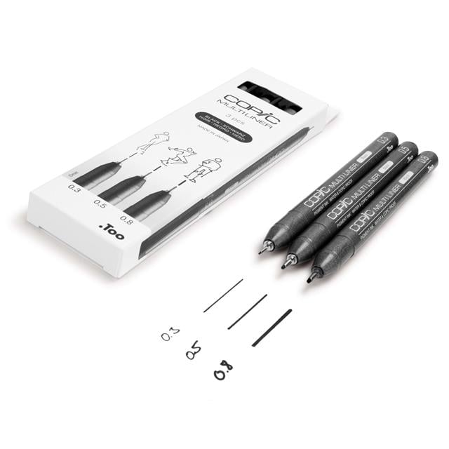 Copic-Copic Multiliner 3'lü Siyah Set Medium-Kalem Seti-3-milagron.live