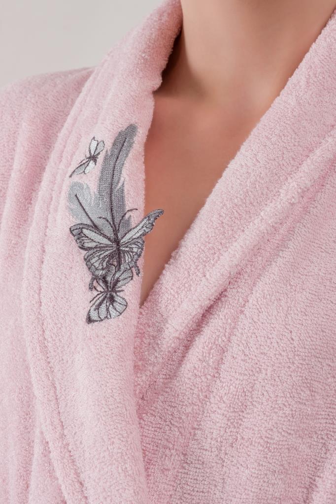 Cotton Box-Bambu 3D Nakışlı Aile Bornoz Seti Perla Pembe Antrasit-Bornoz Seti-3-milagron.live
