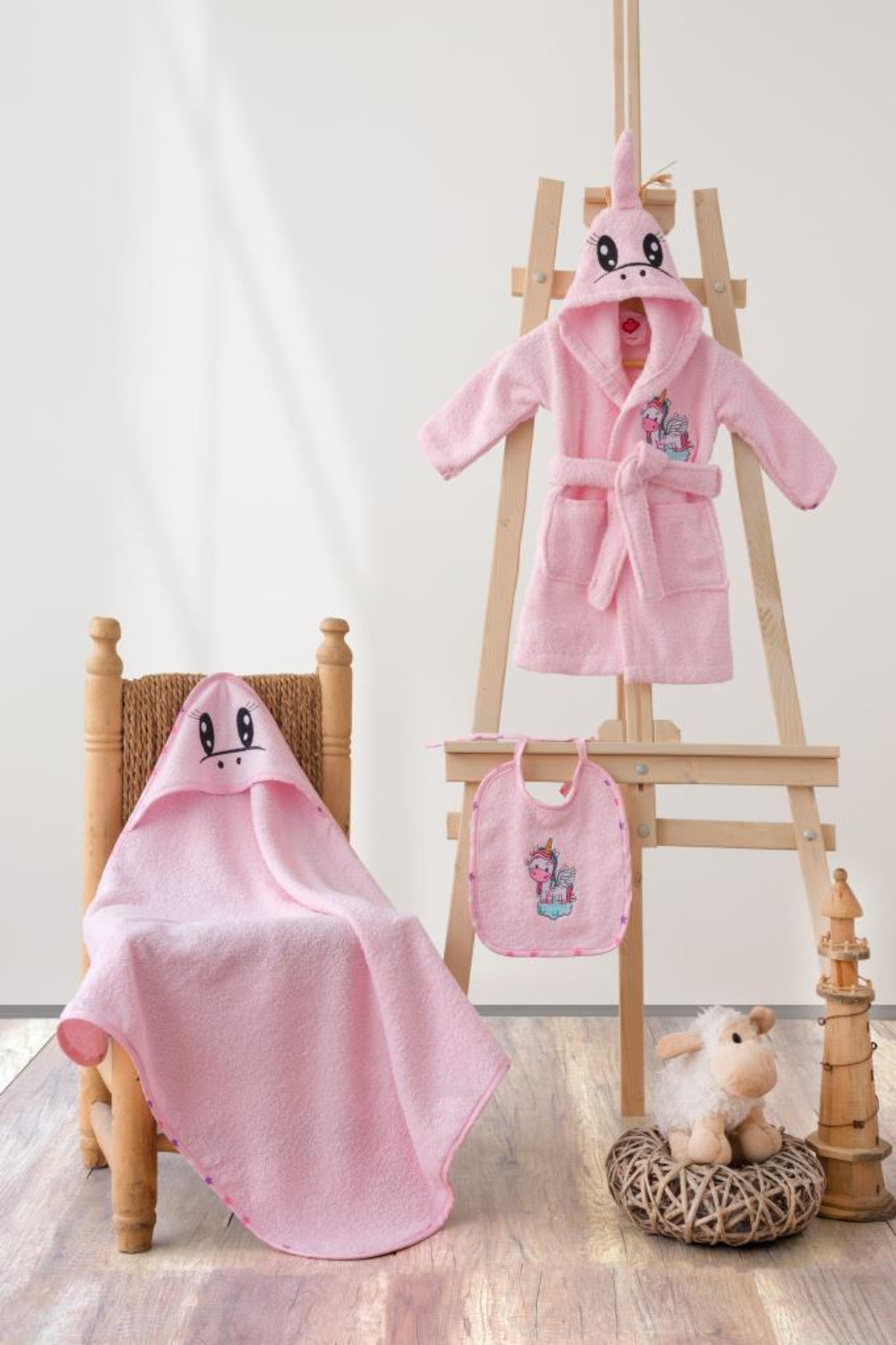 Cotton Box-Bebek Banyo Seti Unicorn Pembe-Havlu Seti-1-milagron.live
