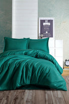 Cotton Box-Elegant Stripe Saten Çift Kişilik Nevresim Takımı Petrol-Nevresim Takımı-1-milagron.live