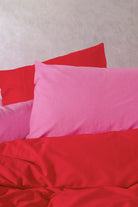Cozy Home-Popping Colors Tek Kişilik Lastikli Çarşaflı Nevresim Takımı Sage Kırmızı Fuşya-Nevresim Takımı-3-milagron.live