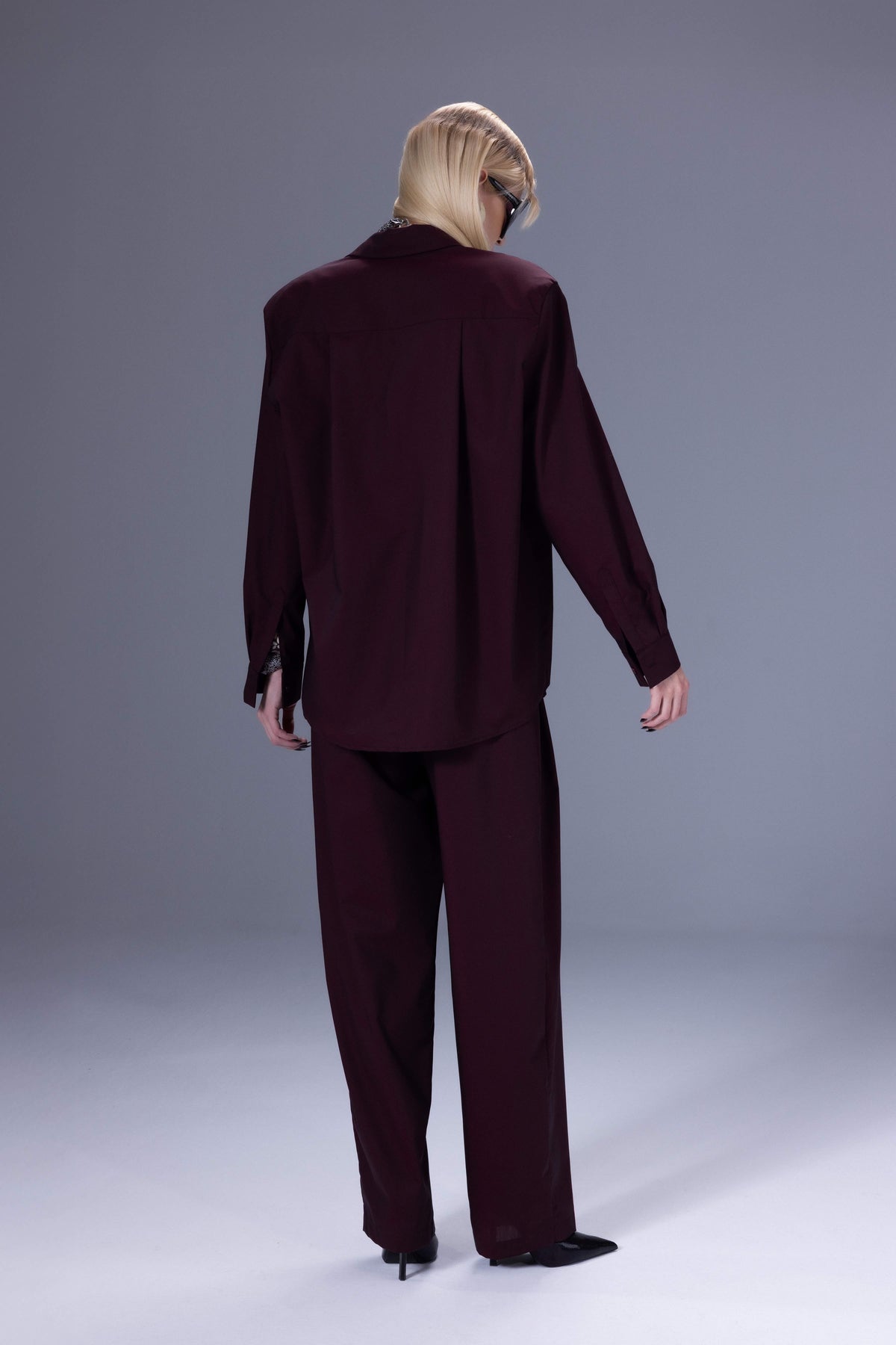 Death Is Easy-Bordeaux Oversize Shirt-Gömlek-2-milagron.live