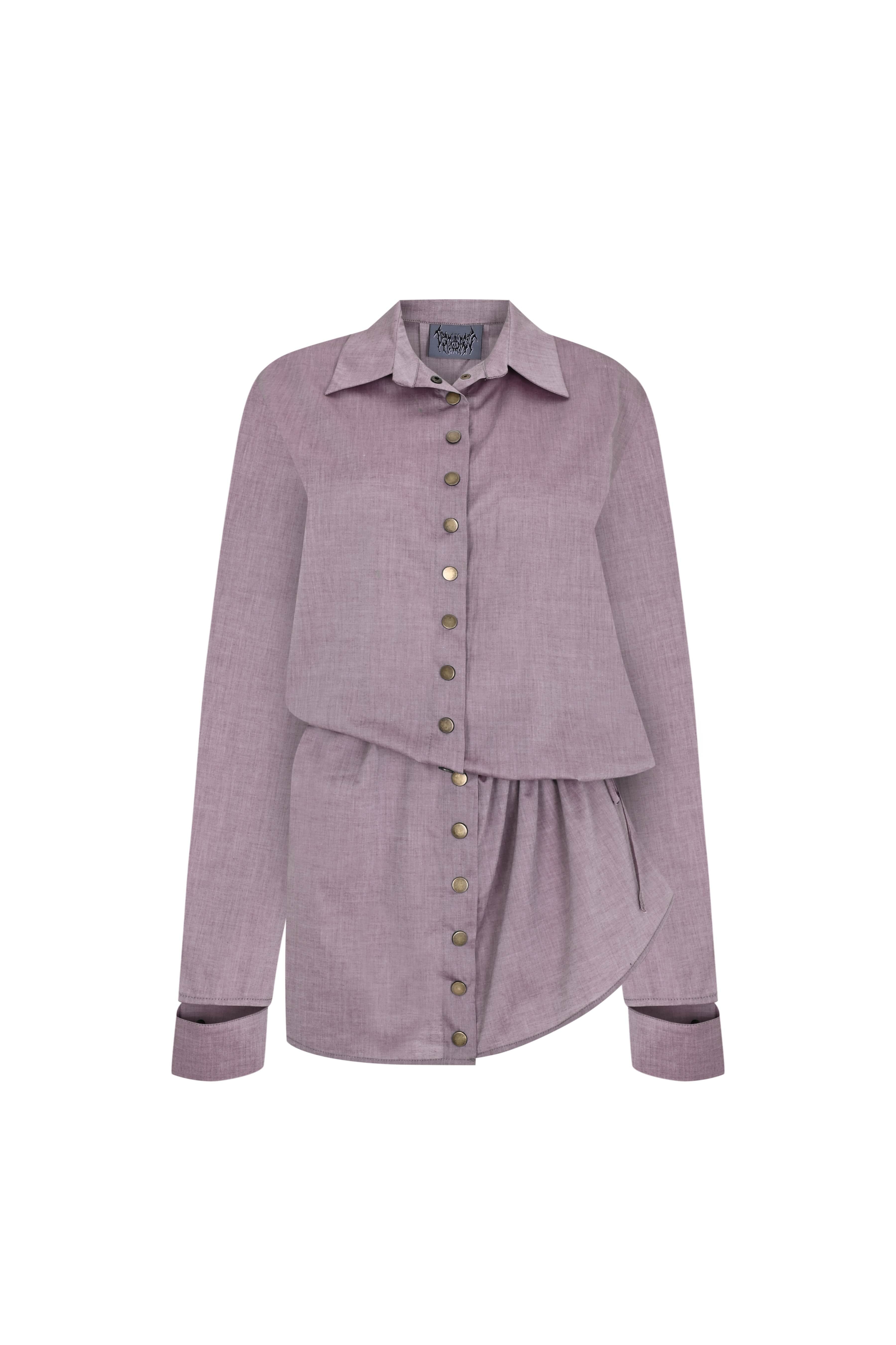 Death Is Easy-Bright Pink Shirt Dress-Elbise-4-milagron.live