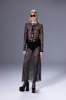 Death Is Easy-Gothic Tie Front Lace Top-Top-1-milagron.live