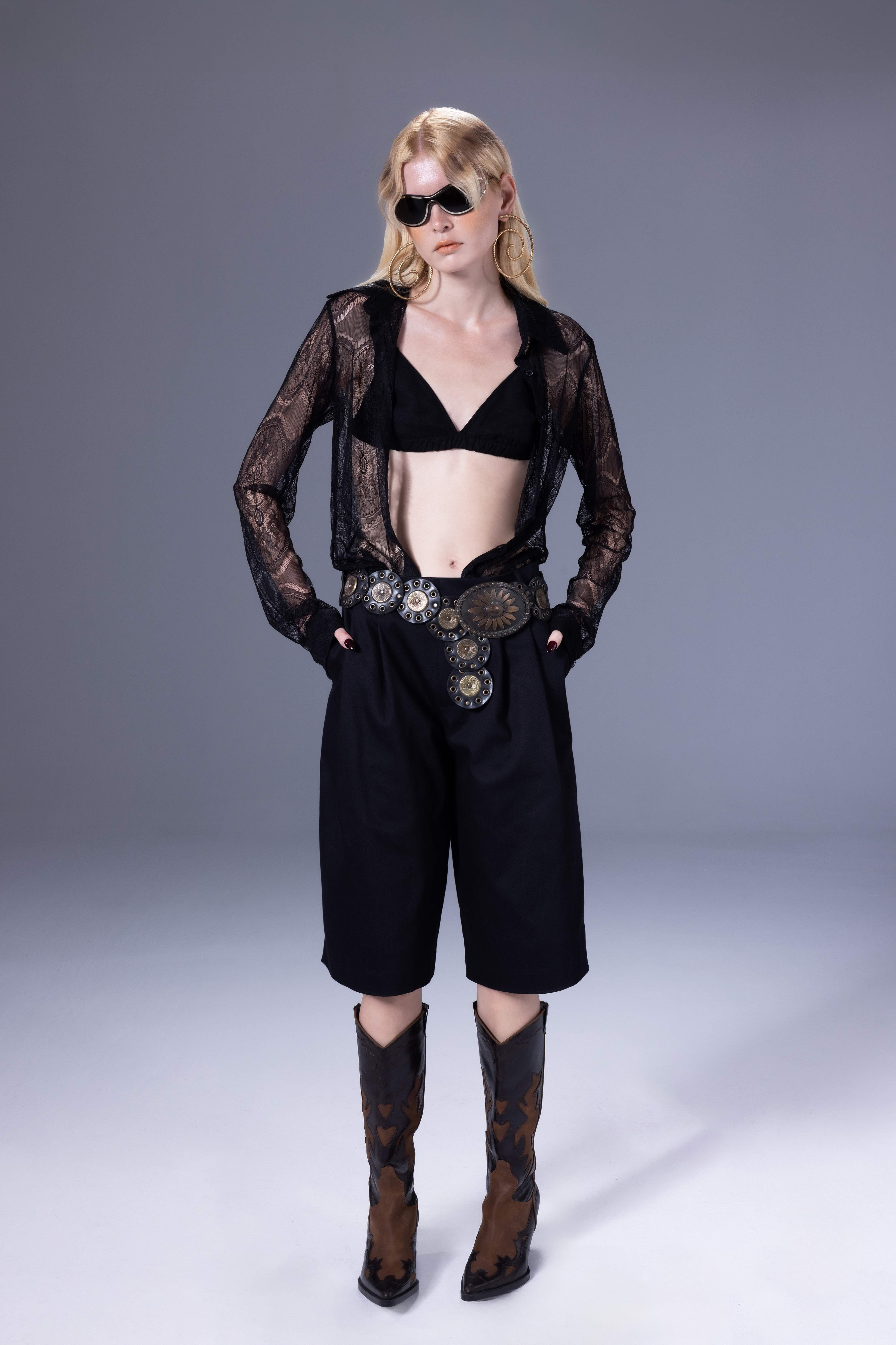 Death Is Easy-Lace Button Down Shirt-Gömlek-1-milagron.live