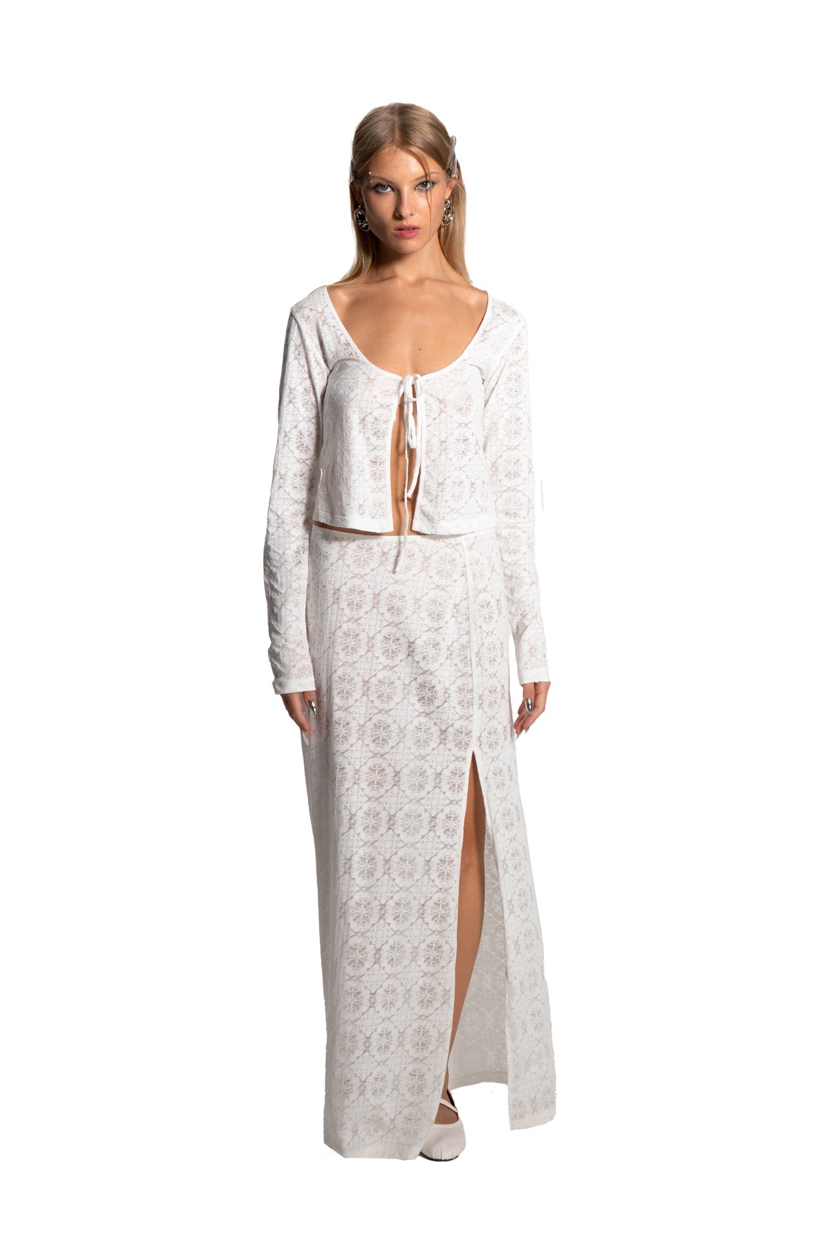 Lace-Slit Skirt