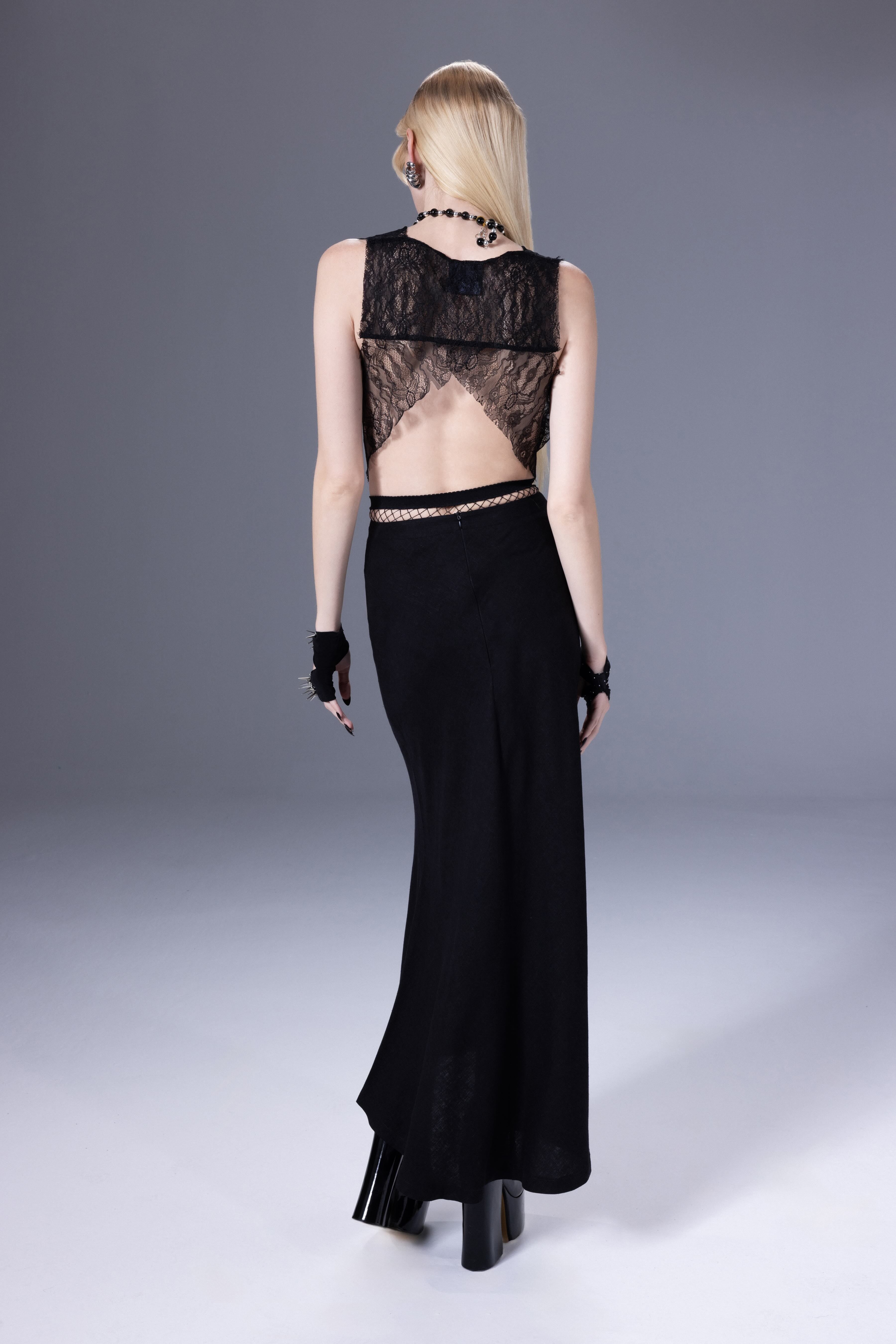 Death Is Easy-Noir Lace Deep V Neck Top-Top-3-milagron.live