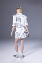 Death Is Easy-White Calligraphy Pleated Skirt-Etek-3-milagron.live