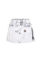 Death Is Easy-White Calligraphy Pleated Skirt-Etek-4-milagron.live