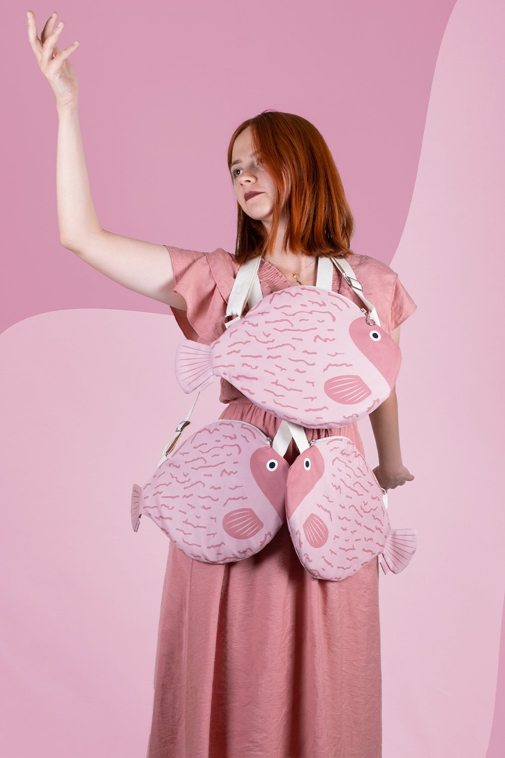 Design Vira-Pink Blowfish-Omuz Çantası-1-milagron.live