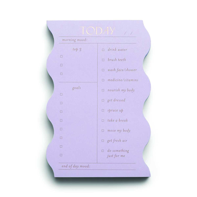 Designworks Ink Wavy Daily Self Care, Priorities, And Goals Notepad, 180 Sayfa, Lilac