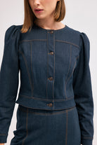 Diagonal-Denim Bomber Ceket (Lacivert)-CEKET-5-milagron.live