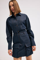 Diagonal-Denim Lacivert Etek-Etek-2-milagron.live