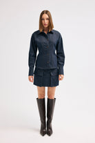 Diagonal-Denim Lacivert Etek-Etek-7-milagron.live